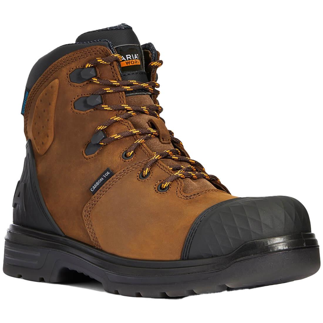 Ariat Turbo Outlaw 6 inch Carbon-Toe Waterproof Work Boot Barley Brown Medial