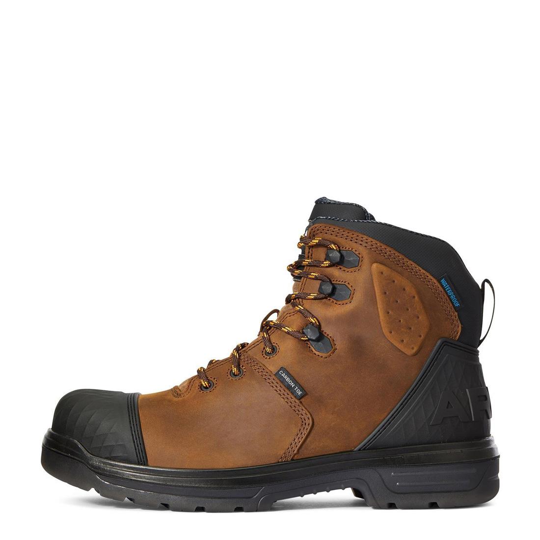 Ariat Turbo Outlaw 6 inch Carbon-Toe Waterproof Work Boot Barley Brown Side