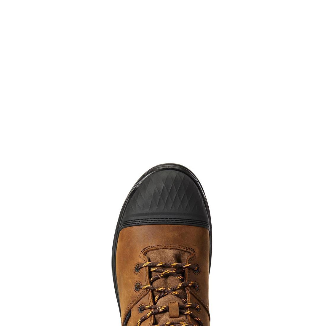 Ariat Turbo Outlaw 6 inch Carbon-Toe Waterproof Work Boot Barley Brown Upper