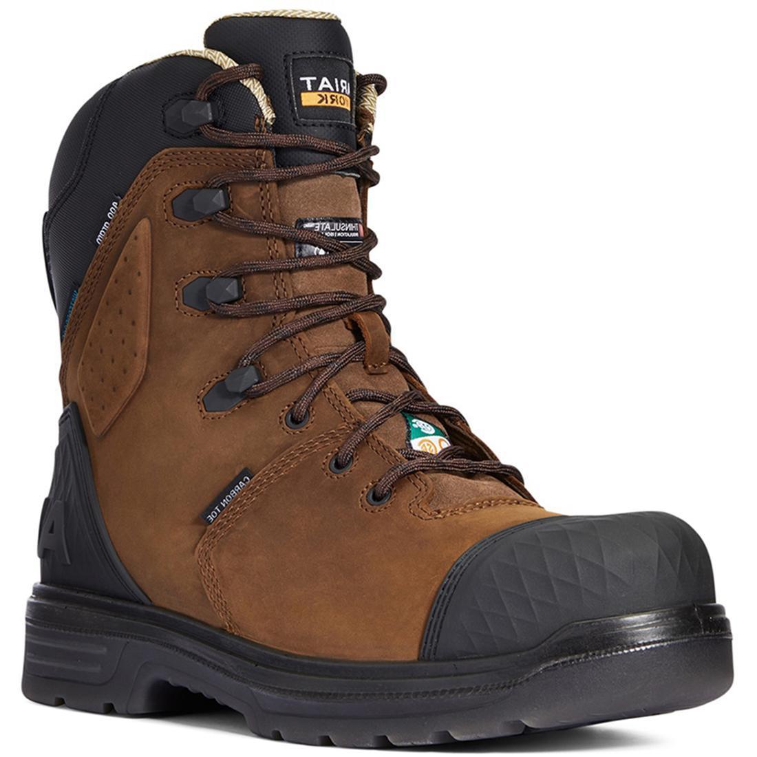 Ariat Turbo Outlaw 8 inch Carbon-Toe CSA Waterproof 400g Carbon Toe Work Boot Barley Brown Medial