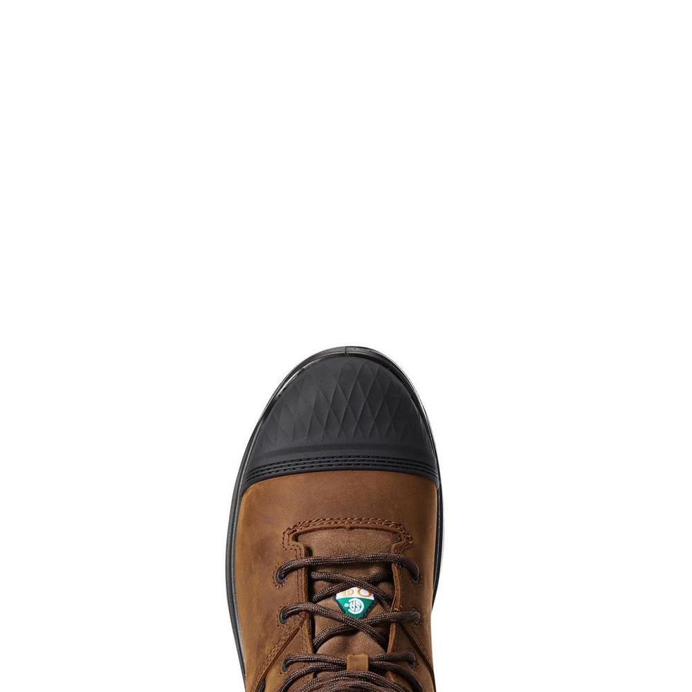 Ariat Turbo Outlaw 8 inch Carbon-Toe CSA Waterproof 400g Carbon Toe Work Boot Barley Brown Upper