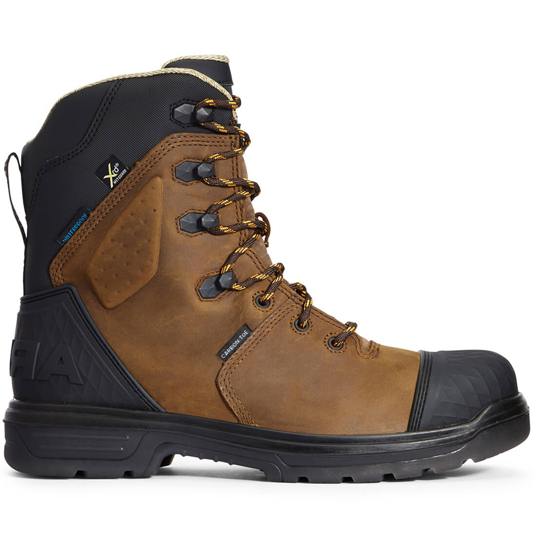 Ariat Turbo Outlaw 8 inch Carbon-Toe Waterproof CSA MetGuard Work Boot Barley Brown Profile
