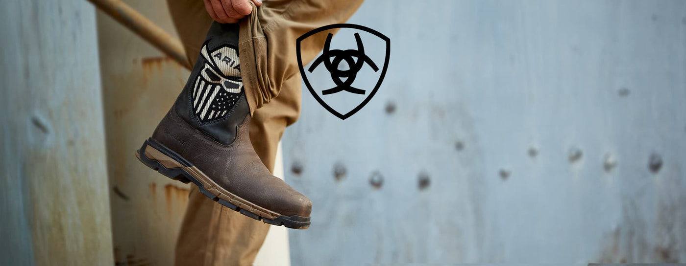 Rugged Ariat boot in an industrial setting