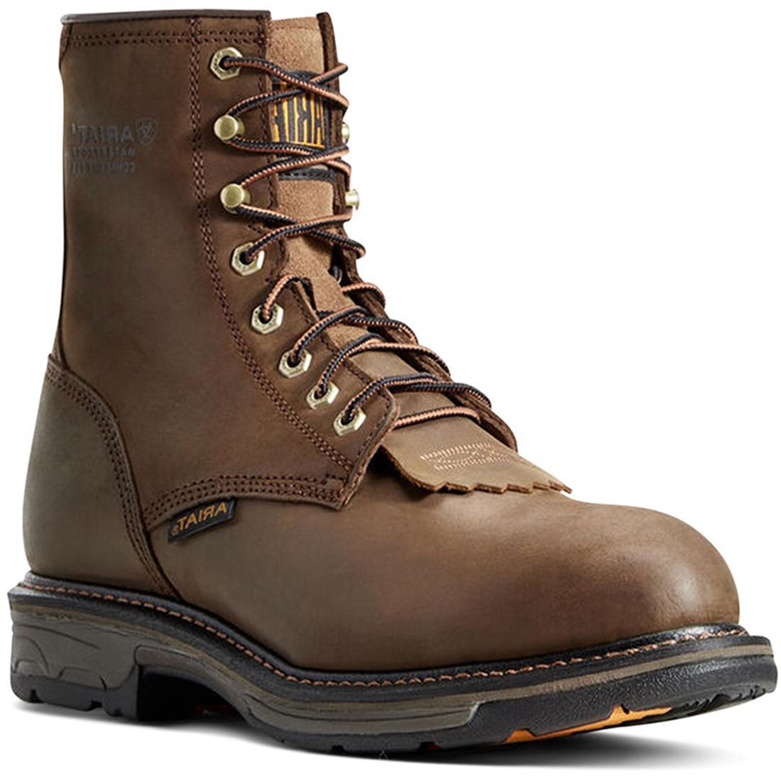Ariat WorkHog 8 inch Composite-Toe Waterproof Work Boot Oily Distressed Brown Medial