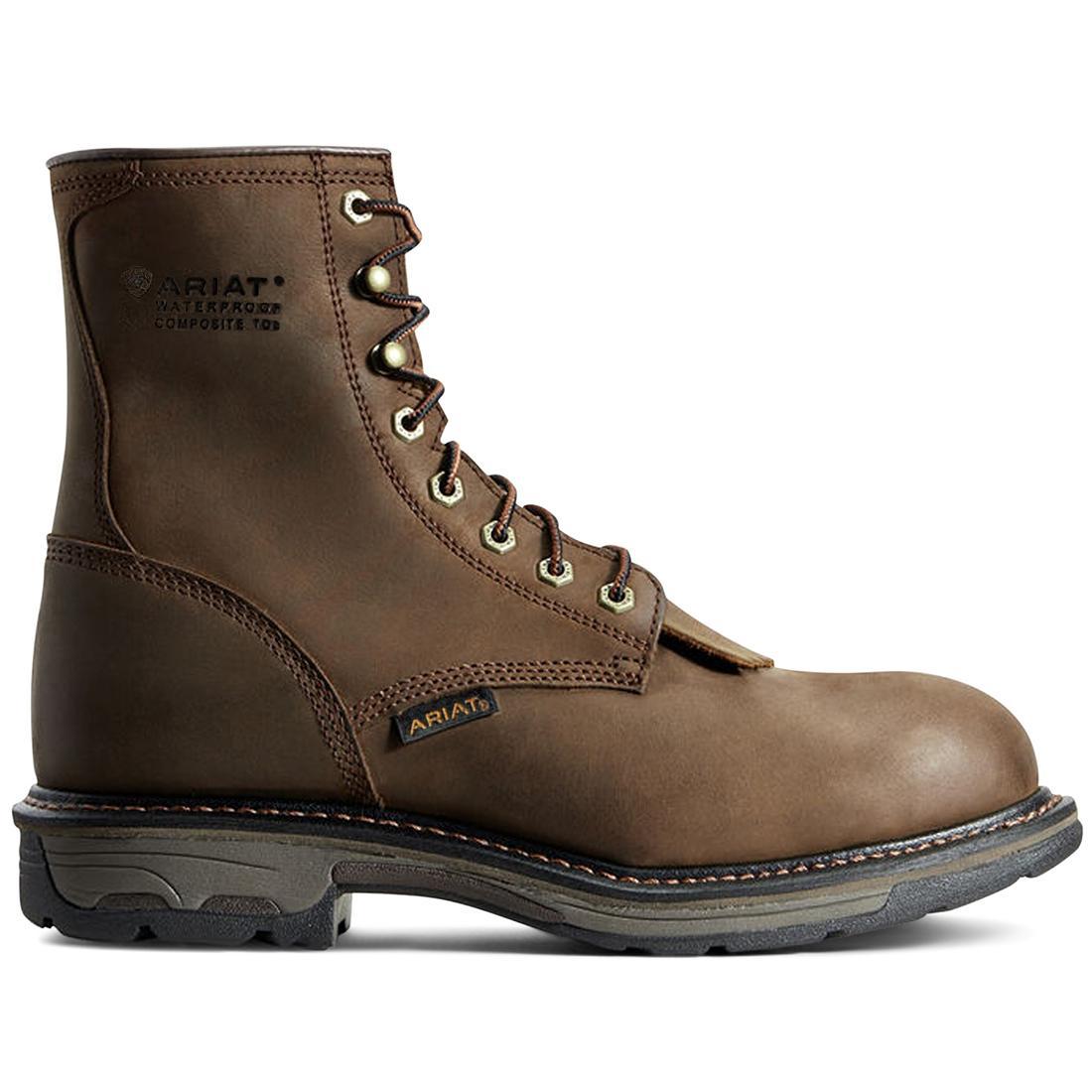 Ariat WorkHog 8 inch Composite-Toe Waterproof Work Boot Oily Distressed Brown Profile