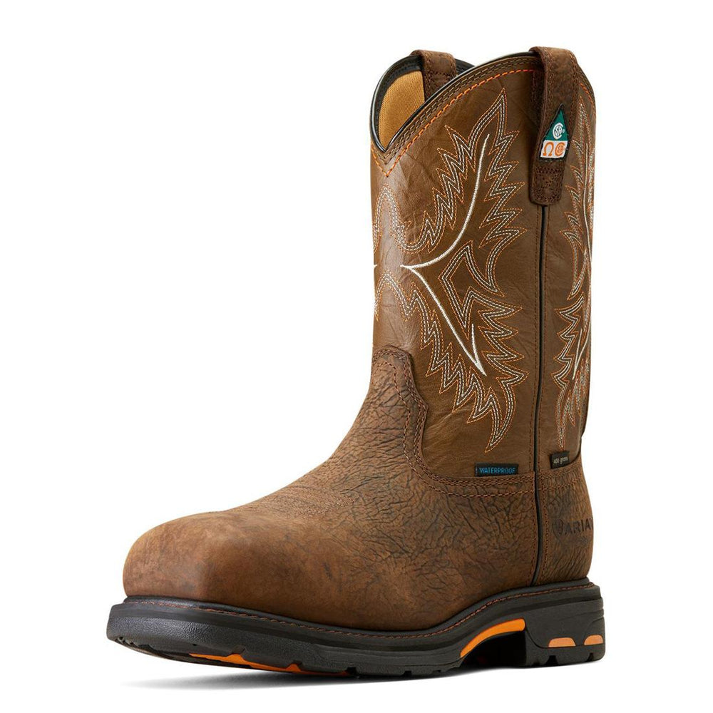 Ariat WorkHog Composite-Toe CSA Waterproof Insulated Work Boot Bruin Brown Heel