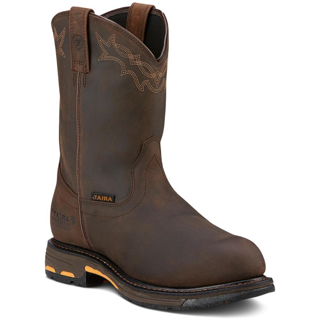 Ariat WorkHog Composite-Toe Waterproof Work Boot Oily Distressed Brown Medial