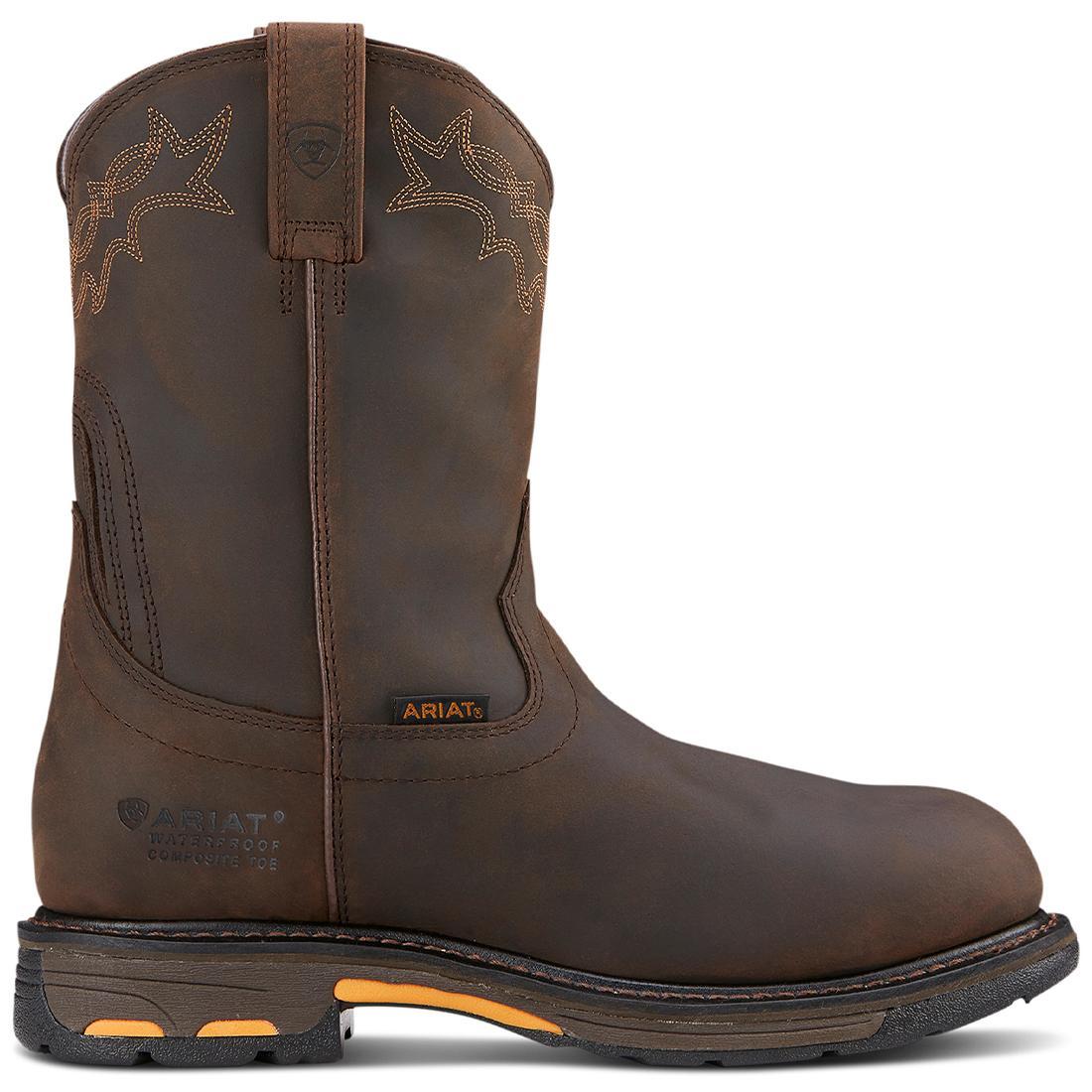 Ariat WorkHog Composite-Toe Waterproof Work Boot Oily Distressed Brown Profile