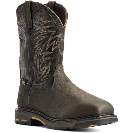Ariat WorkHog Composite-Toe Waterproof MetGuard Wide Square Toe Work Boot Bruin Brown Profile