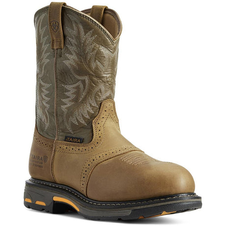 Ariat WorkHog Composite-Toe Waterproof Pull-On Round Toe Work Boot Aged Bark Profile