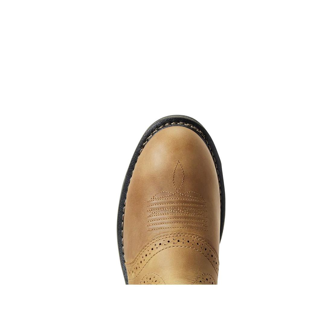 Ariat WorkHog Composite-Toe Waterproof Pull-On Round Toe Work Boot Aged Bark Sole