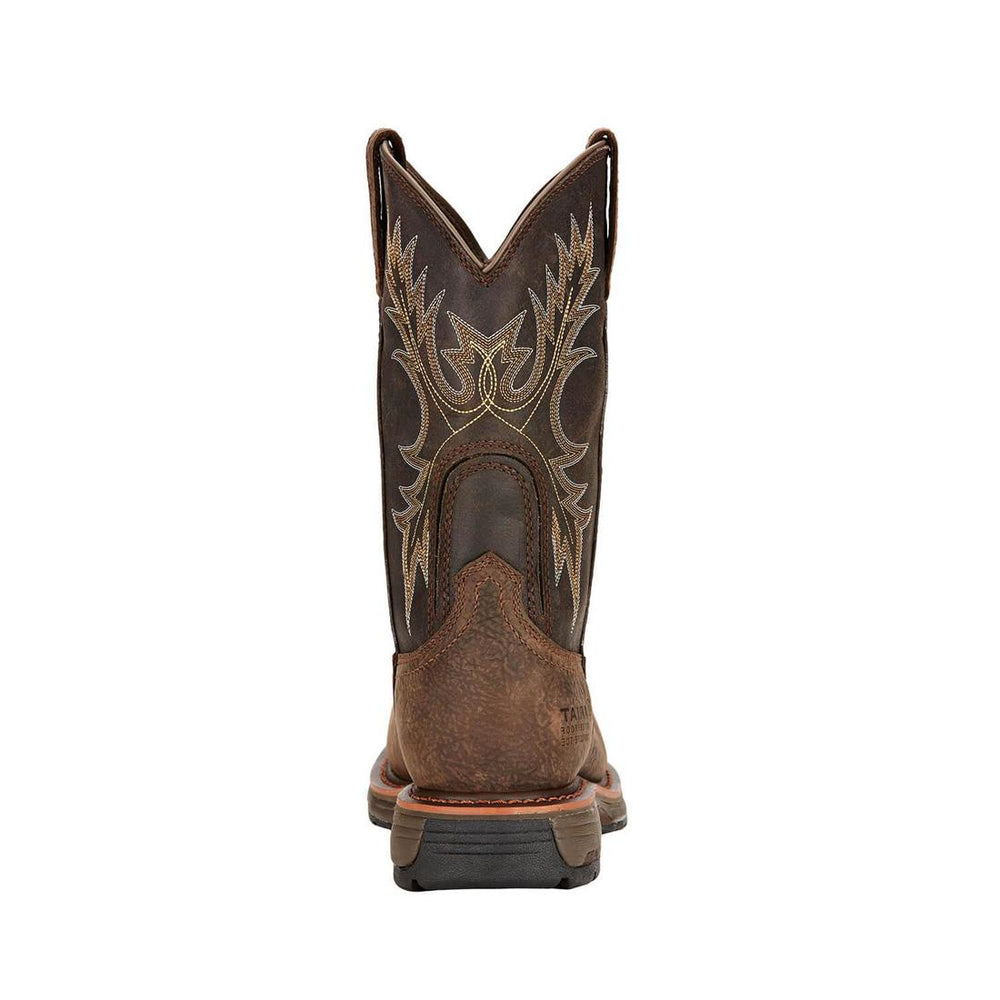 Ariat WorkHog Composite-Toe Waterproof Pull-On Square Toe Work Boot Brown Upper