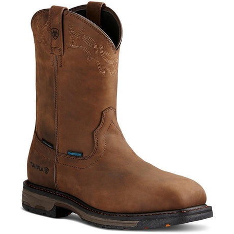 Ariat WorkHog Composite-Toe Waterproof Wellington Work Boot Brown Medial