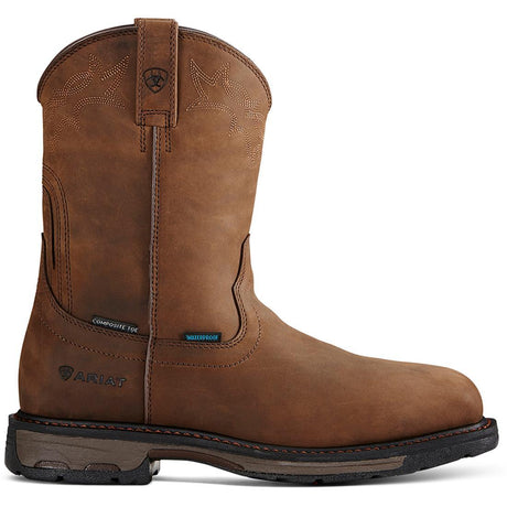 Ariat WorkHog Composite-Toe Waterproof Wellington Work Boot Brown Profile