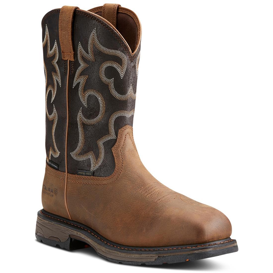 Ariat WorkHog Wide Square Toe Waterproof 400g Composite Toe Work Boot Rye Brown Profile