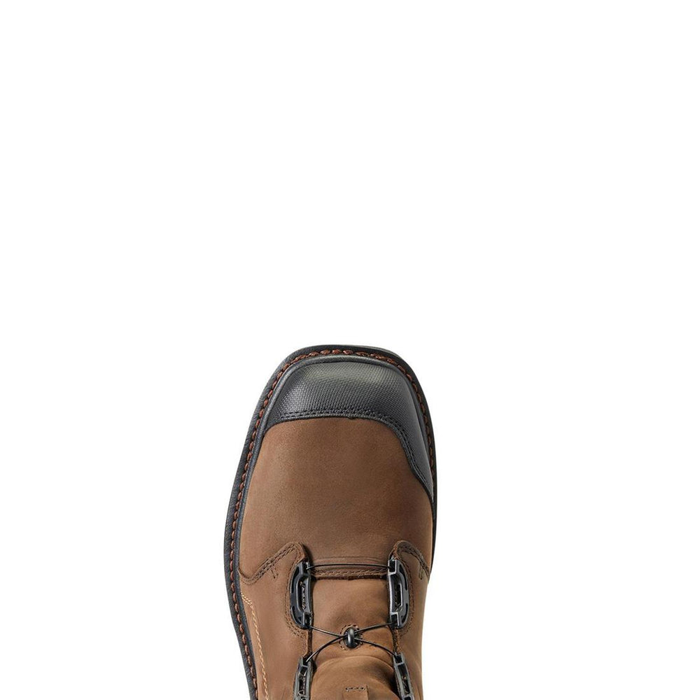 Ariat WorkHog XT BOA 8 inch Carbon-Toe Waterproof Work Boot Chocolate Brown Upper