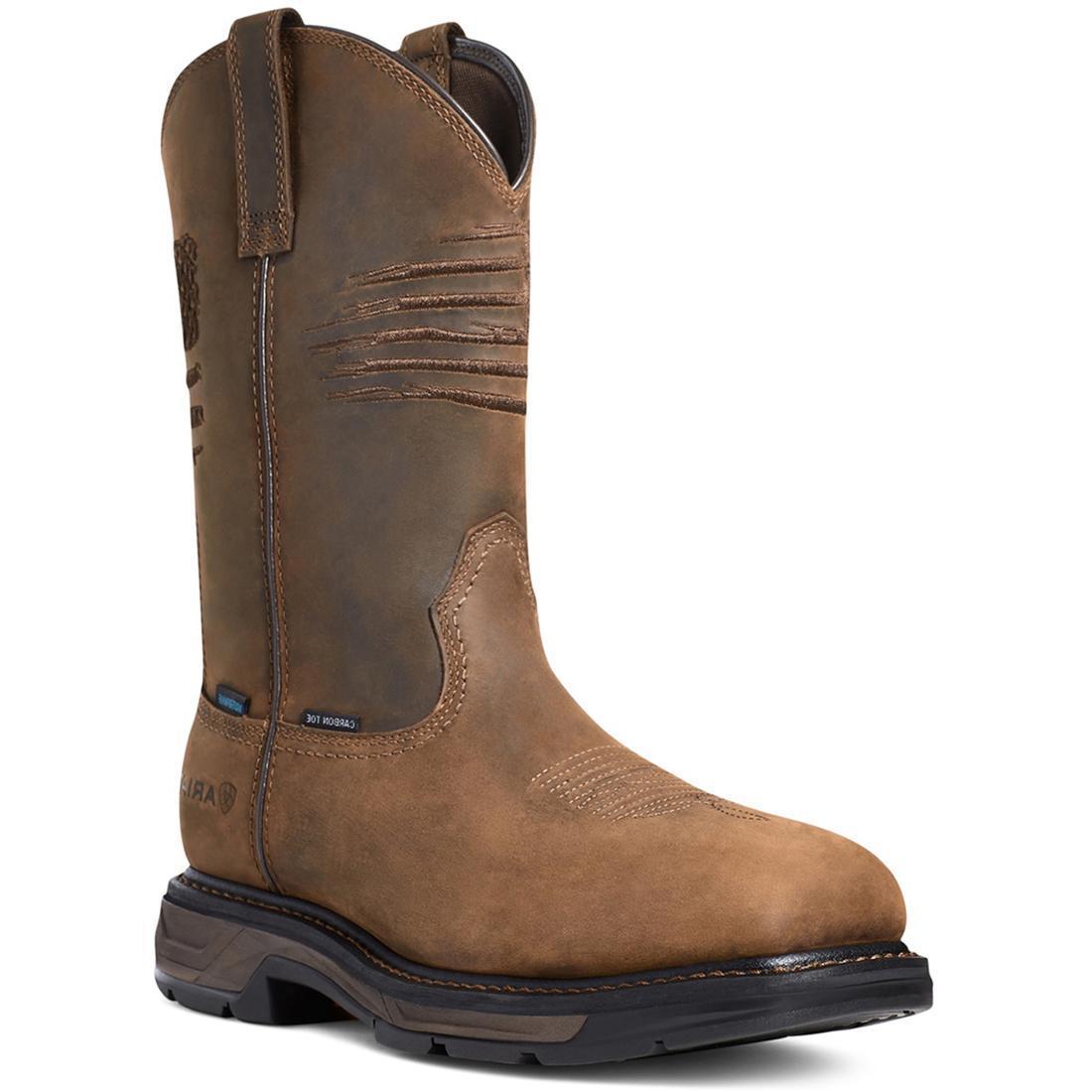 Ariat WorkHog XT Patriot Waterproof Carbon Toe Work Boot Distressed Brown Medial