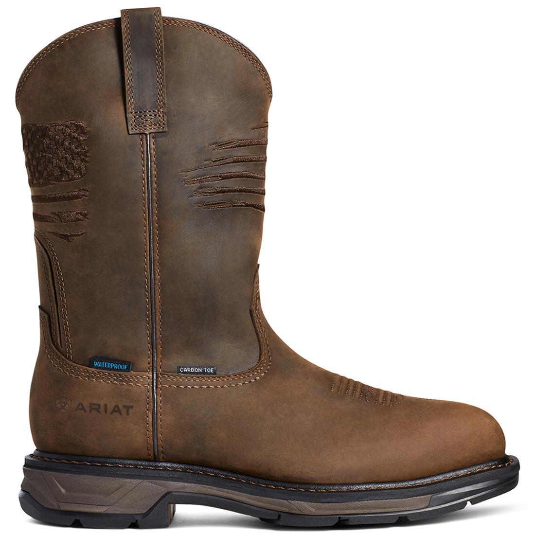 Ariat WorkHog XT Patriot Waterproof Carbon Toe Work Boot Distressed Brown Profile