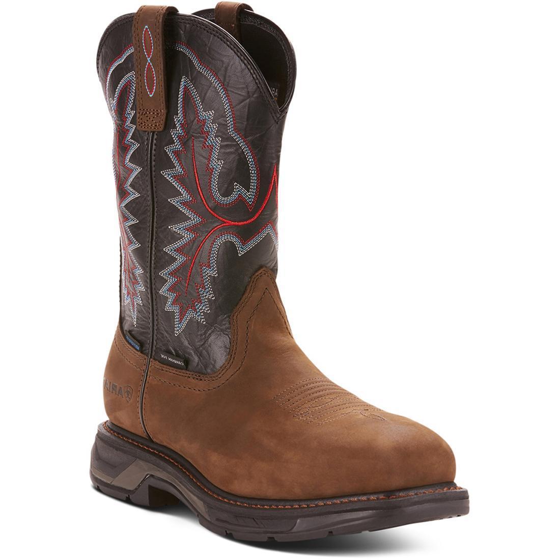 Ariat WorkHog XT Wide Square Toe Waterproof Carbon Toe Work Boot Oily Distressed Brown Profile