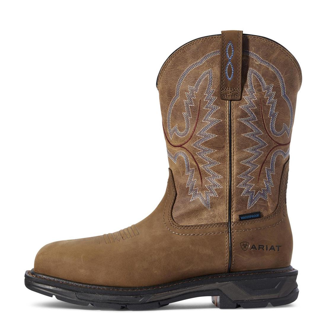 Ariat WorkHog XT Wide Square Toe Waterproof Work Boot Distressed Brown Heel