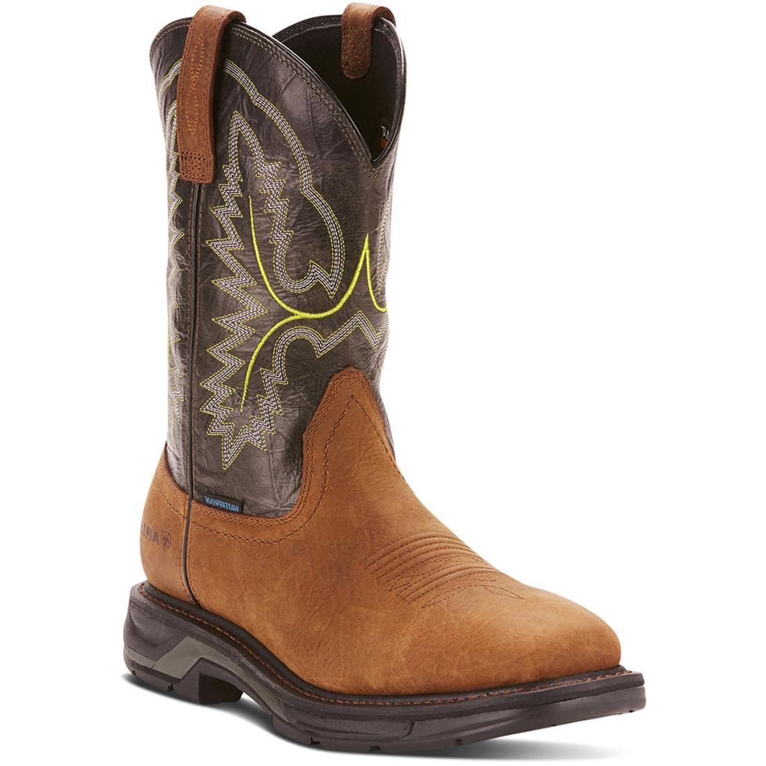 Ariat WorkHog XT Wide Square Toe Waterproof Work Boot Tumbled Bark Profile