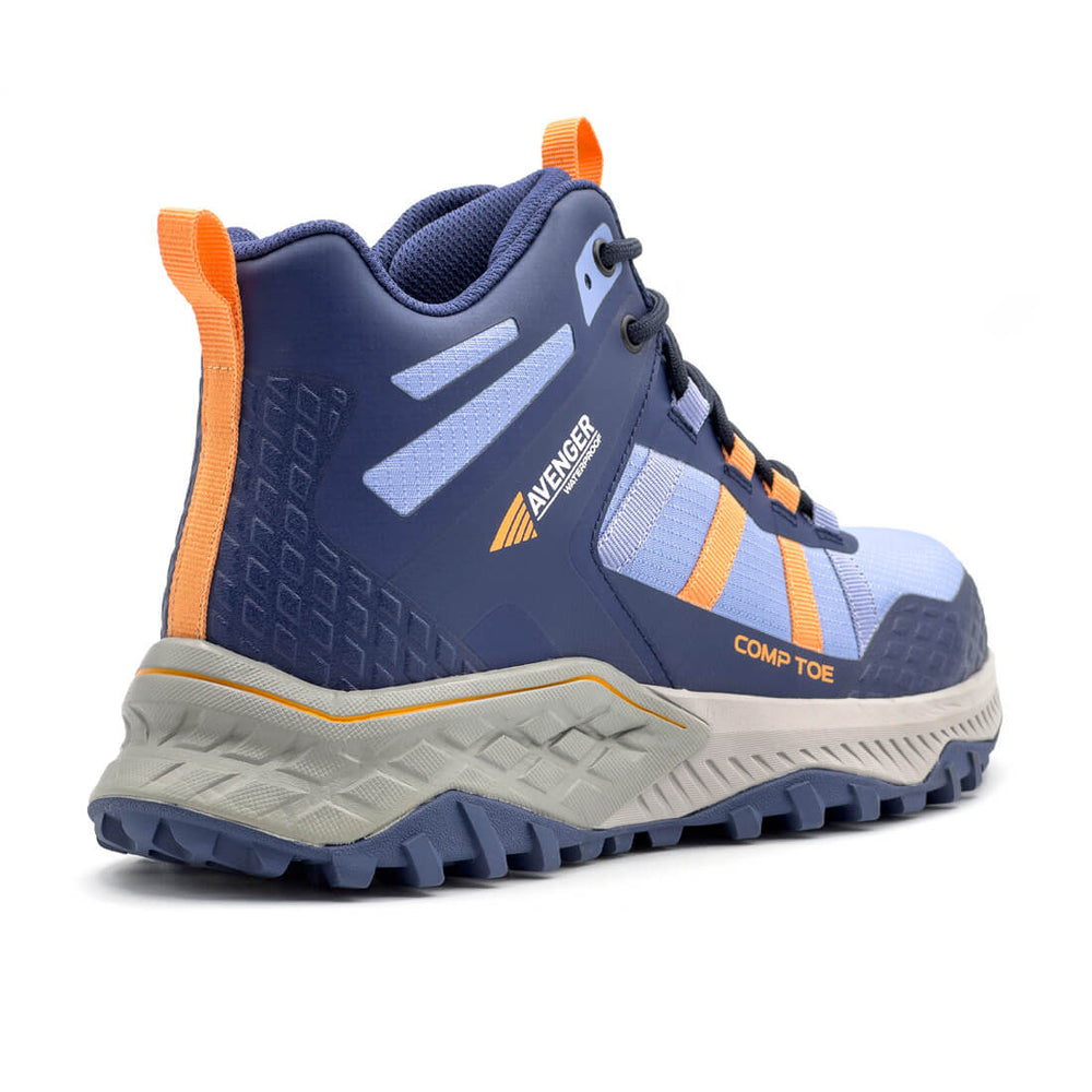 Avenger Aero Trail Mid Women's Waterproof Composite-Toe Work Boot Light Blue A8813 Front Image