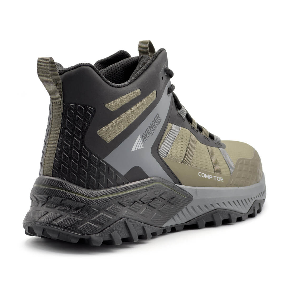 Avenger Aero Trail Mid Waterproof Composite-Toe Work Boot Olive A8811 Heel Image