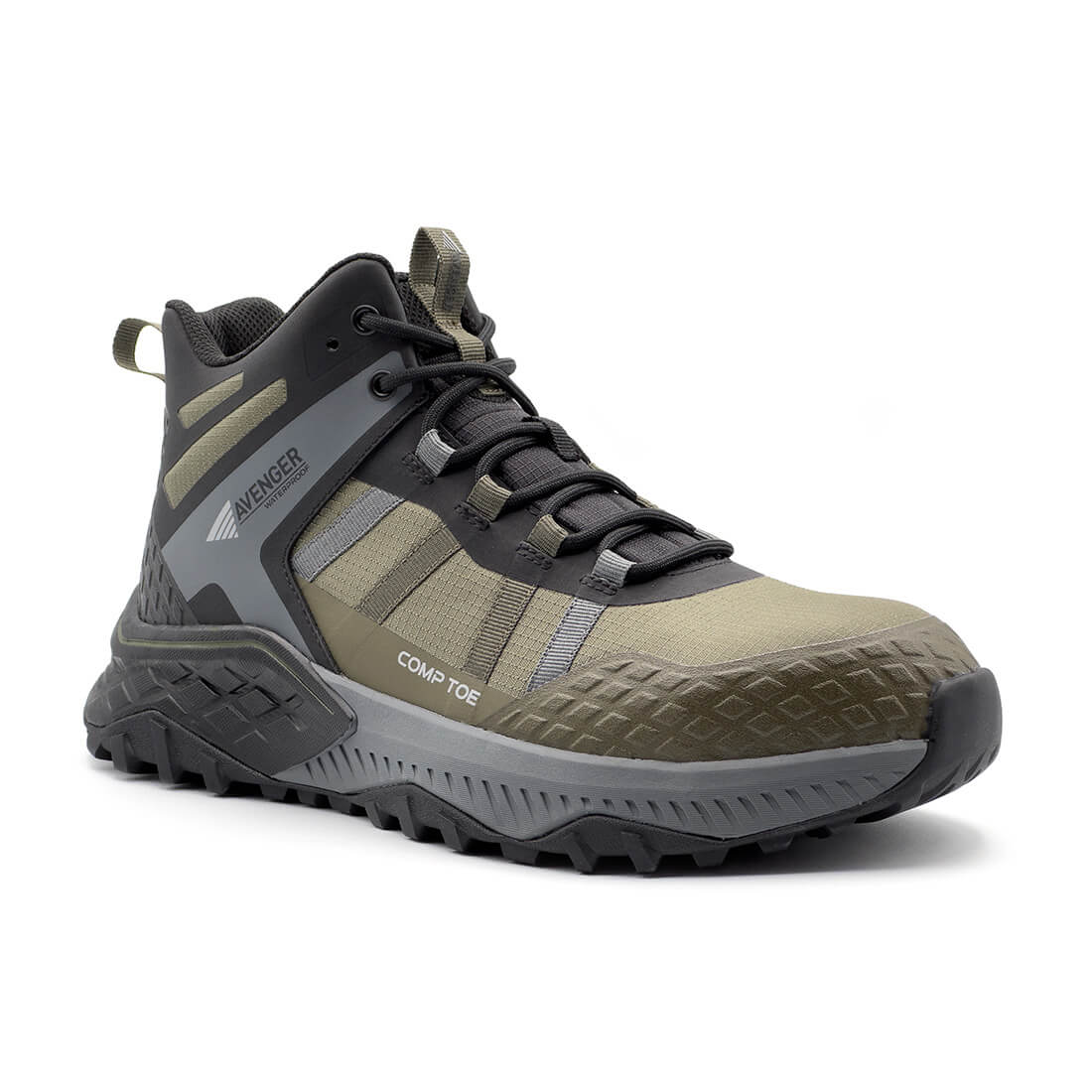 Avenger Aero Trail Mid Waterproof Composite-Toe Work Boot Olive A8811 Medial Image