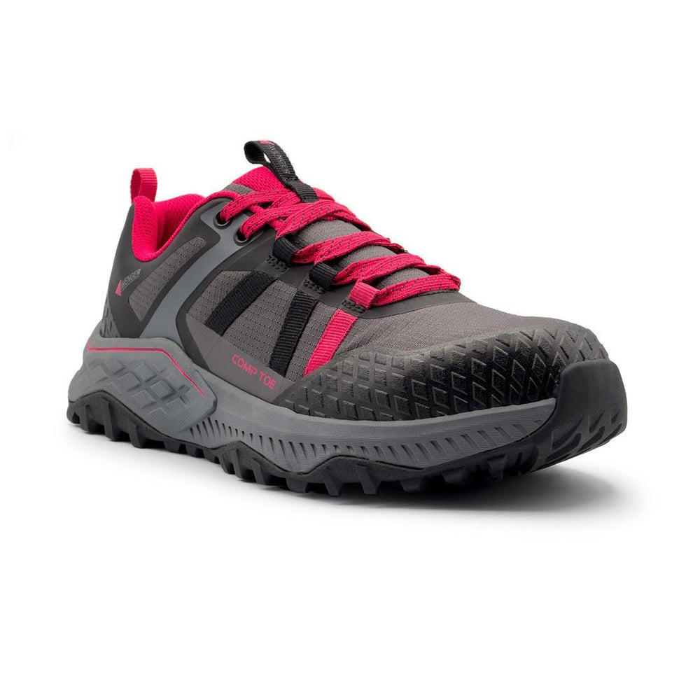 Avenger Aero Trail Women’s Composite Toe Work Shoes – Grey/Magenta A1250 Medial Image