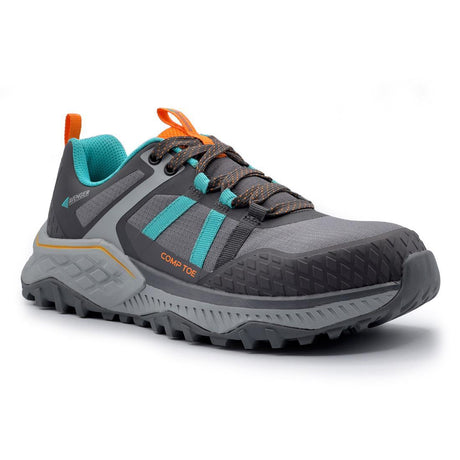 Avenger Aero Trail Women’s Composite Toe Work Shoes – Grey/Teal A1251 Medial Image