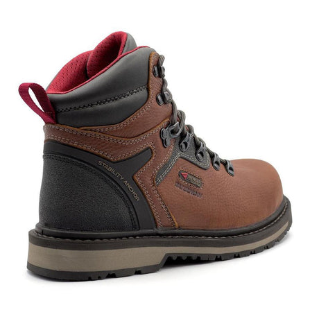 Avenger Blacksmith 6" Waterproof Aluminum Toe Work Boots – Med Brown A8815 Heel Image