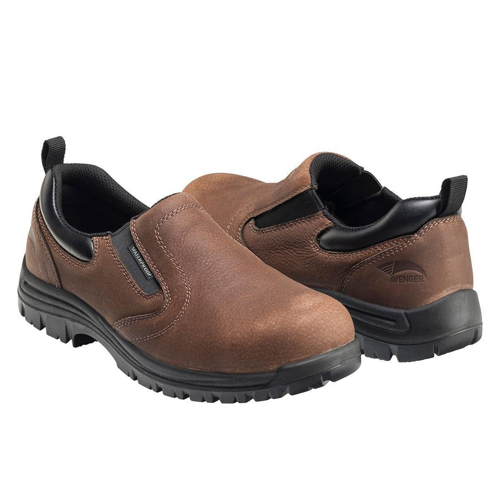 Avenger Foreman Waterproof Composite Toe Slip On Work Shoes – Brown A7108