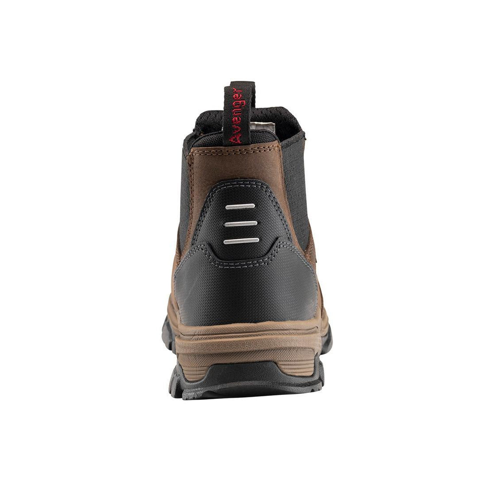 Avenger Ripsaw Puncture Resistant Alloy Toe Chelsea Work Boot – Brown A7340 Heel Image