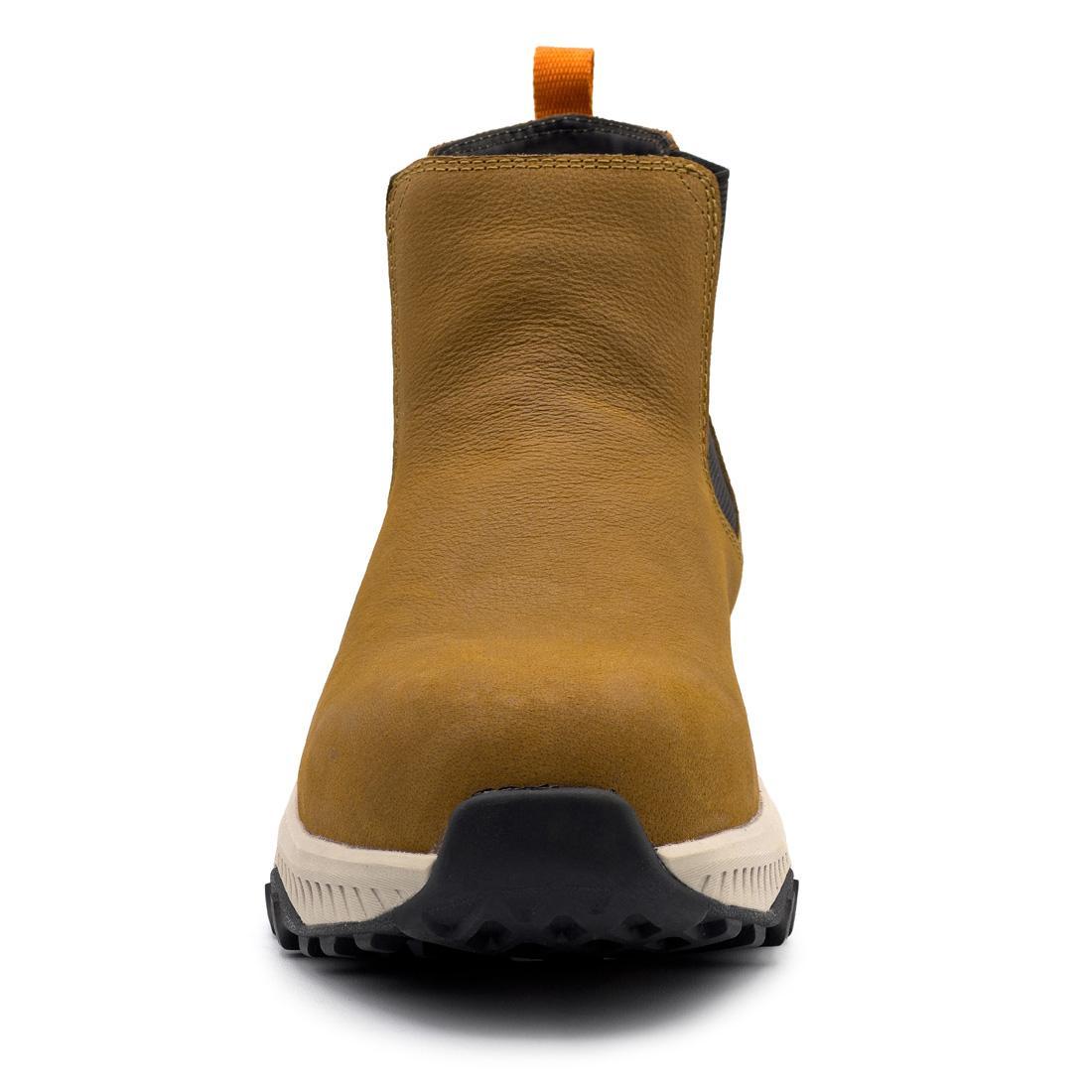 Avenger Summit Trail Women’s Composite Toe Chelsea Work Boot – Light Brown A8808 Front Image