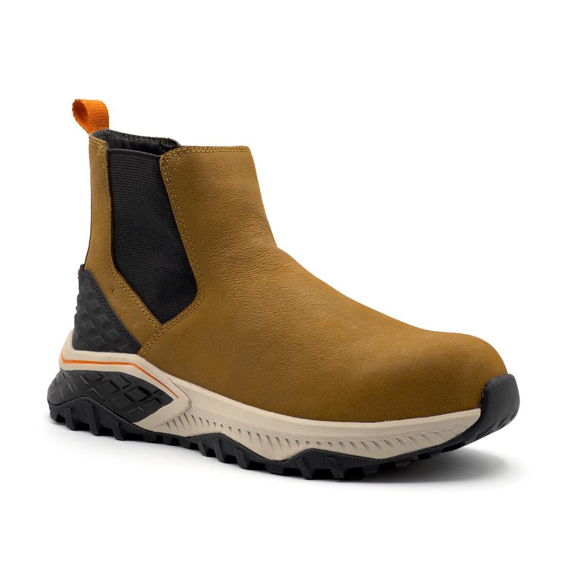 Avenger Summit Trail Women’s Composite Toe Chelsea Work Boot – Light Brown A8808 Medial Image