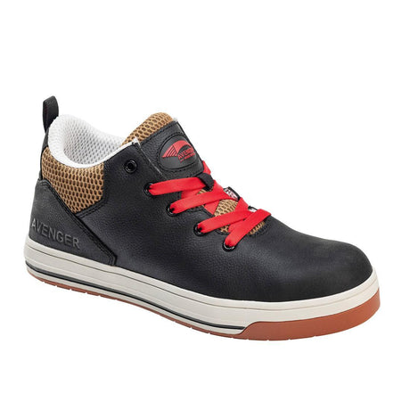 Avenger Swarm Aluminum Toe SD10 Work Shoes – Black/Tan A710 Medial Image