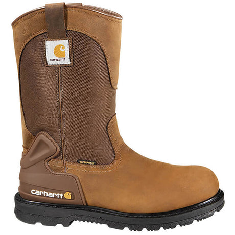 Carhartt 11" Heritage Steel-Toe Waterproof Wellington Pull On Work Boot Brown Profile View