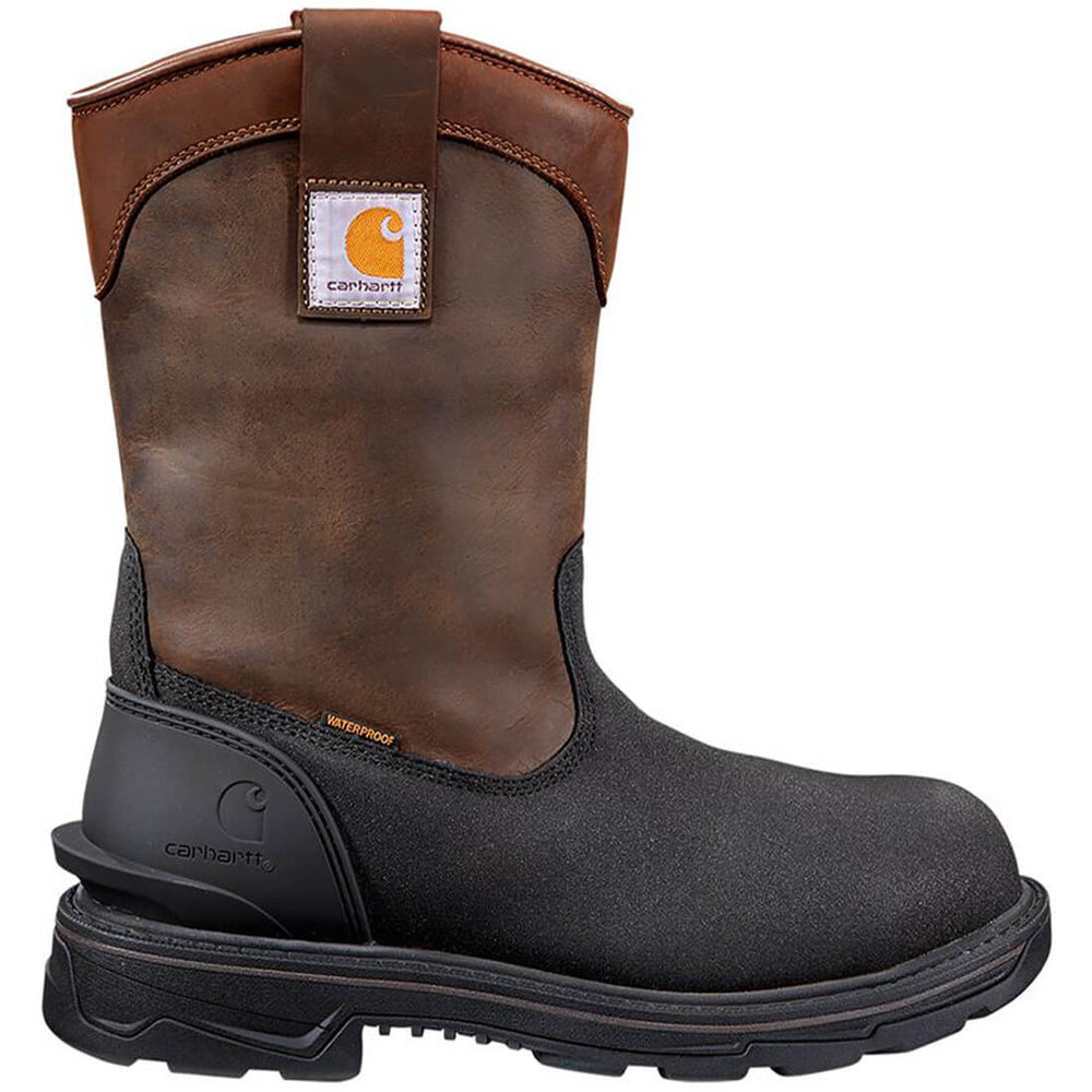 Carhartt 11" Ironwood Alloy-Toe Waterproof Insulated Wellington Pull-On Work Boot Dark Brown/Black Profile View