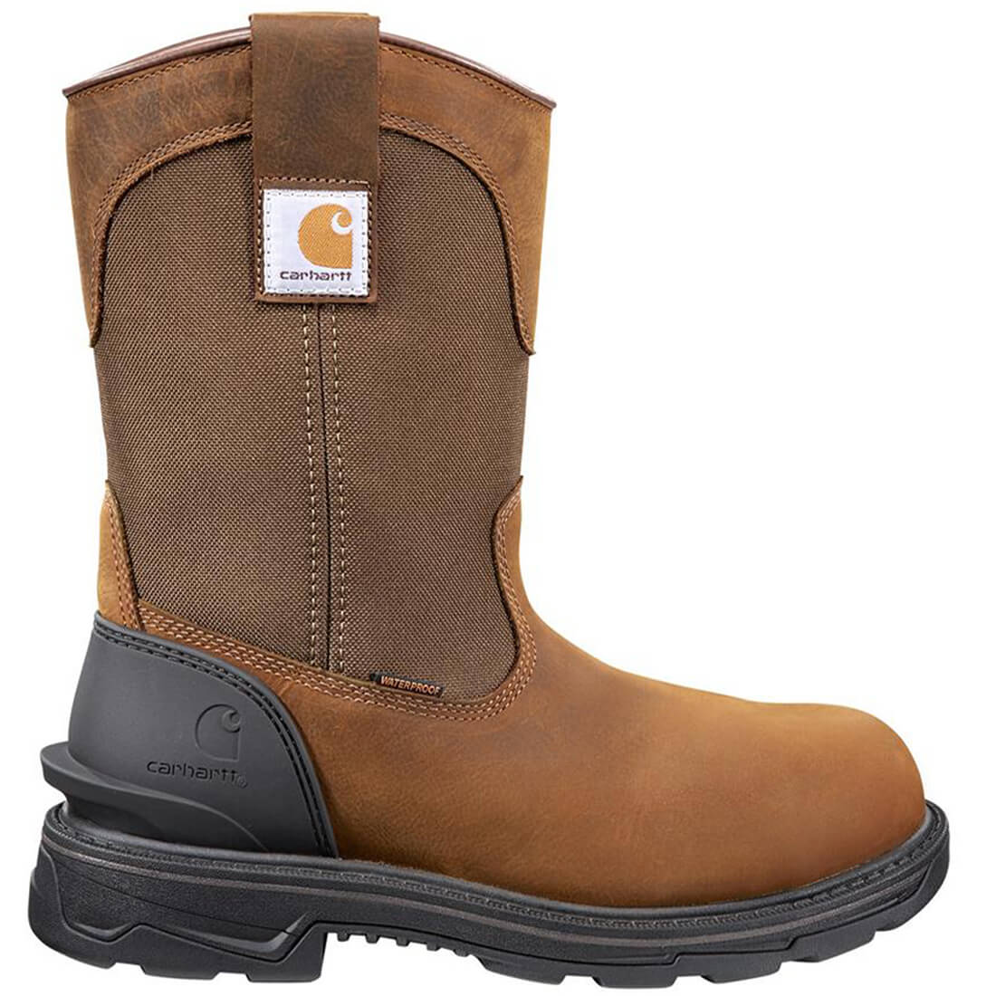 Carhartt 11" Ironwood Soft-Toe Waterproof Wellington Pull-On Boot Brown Profile View