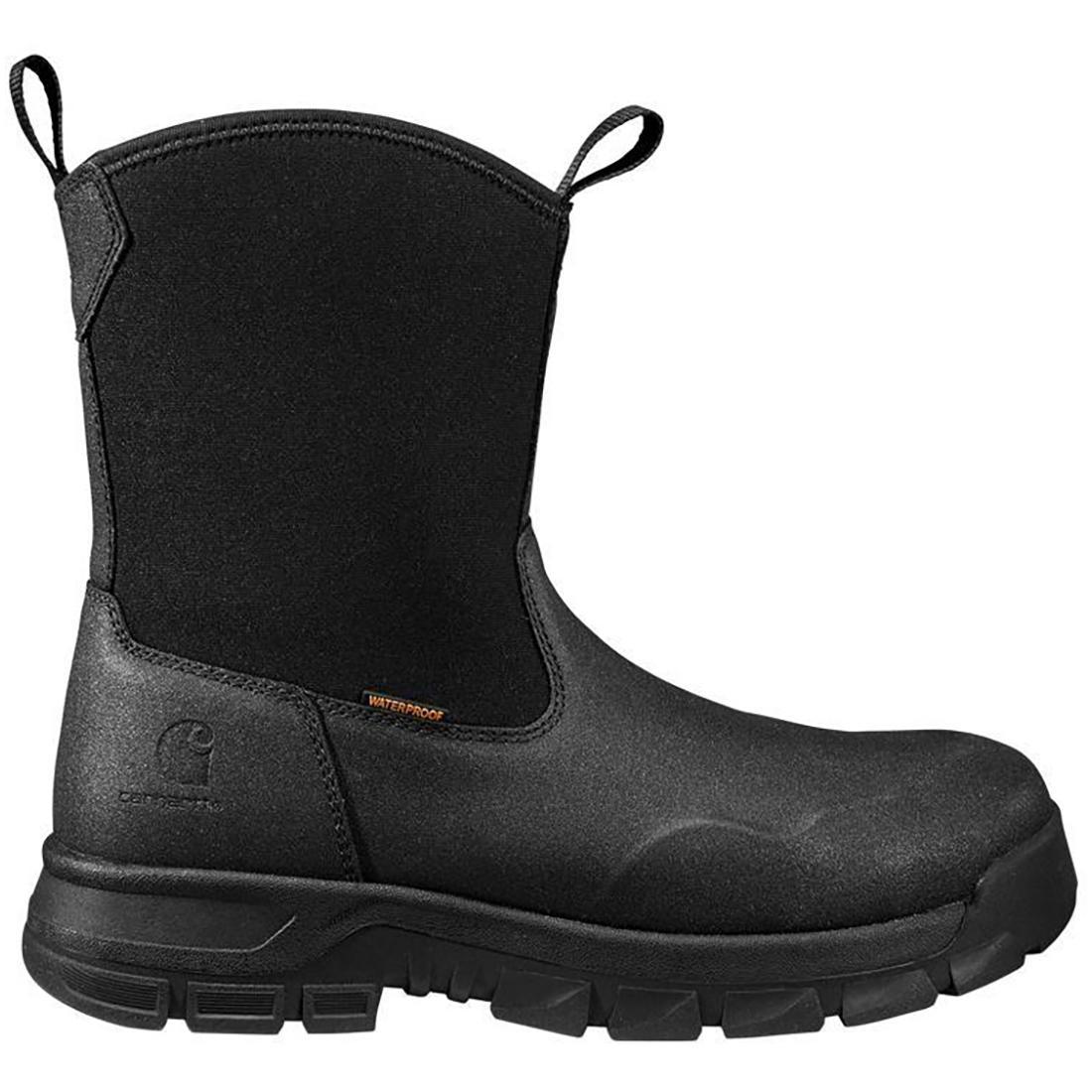 Carhartt 9" Kentwood Waterproof Wellington Pull-On Steel Toe Work Boot Black Profile View