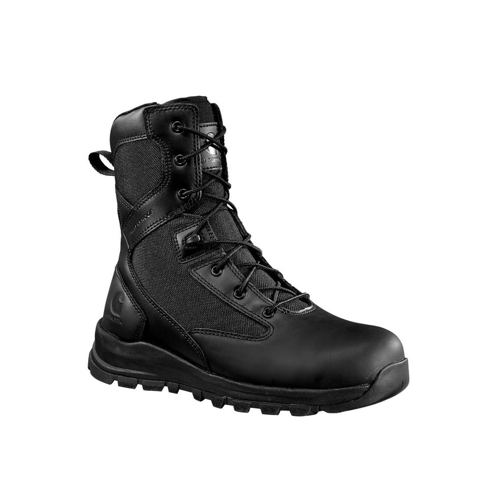 Carhartt 8" Gilmore Waterproof Side Zip Soft Toe Boot Black FH8021-M angle view