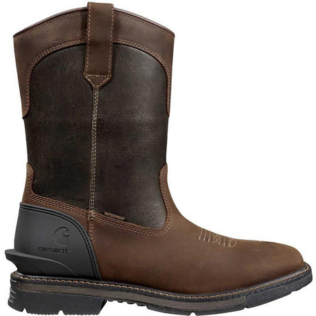 Carhartt 11" Montana Steel-Toe Waterproof Square Toe Wellington Pull-On Work Boot Dark Brown Profile View