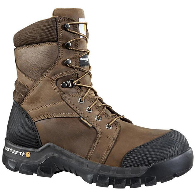Carhartt 8" Rugged Flex Waterproof Insulated Composite Toe Work Boot Brown Profile View