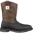 Carhartt 11" Rugged Flex Steel-Toe Waterproof Square Toe Wellington Pull-On Work Boot Dark Brown/Black Profile View