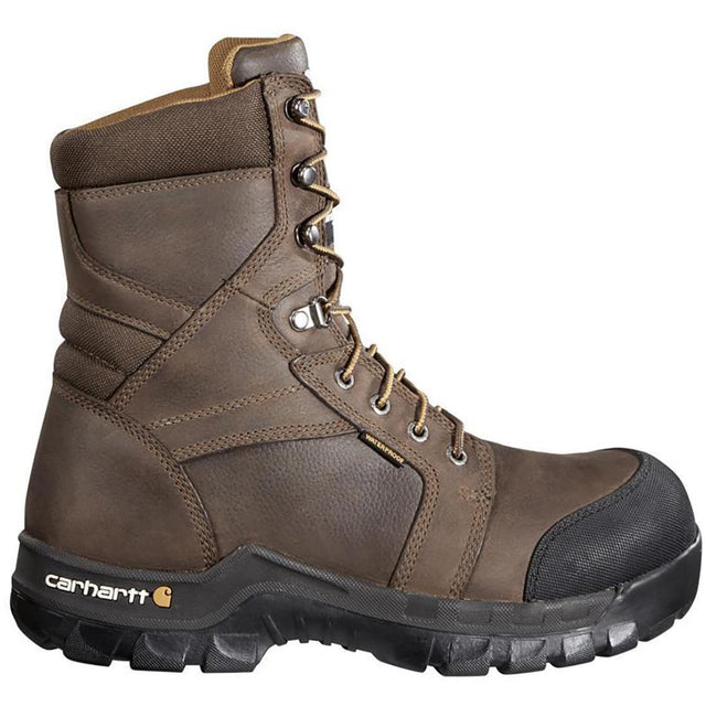 Carhartt 8" Rugged Flex Waterproof Insulated PR Composite Toe Work Boot Brown Profile View