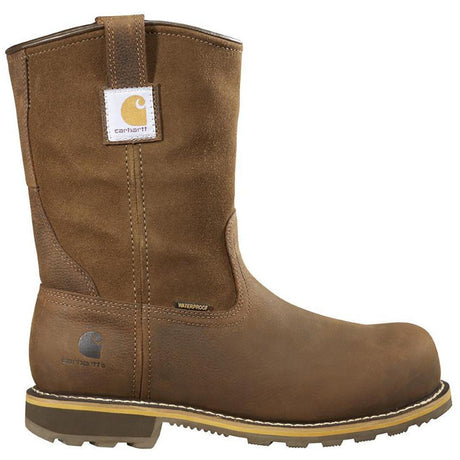 Carhartt 10" Traditional Welt Nano-Toe Waterproof Wellington Pull-On Work Boot Brown Profile View