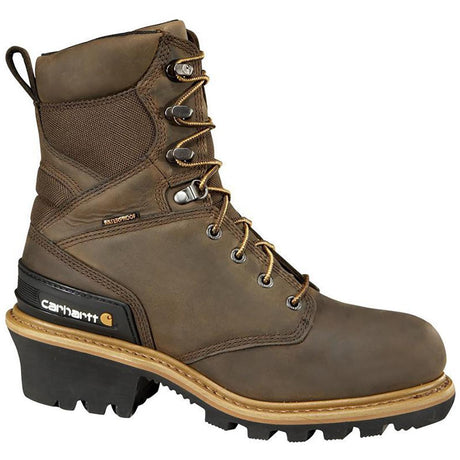 Carhartt 8" Waterproof Insulated Climbing Logger Composite Toe Work Boot Brown Profile View