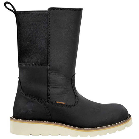 Carhartt 10" Women's Wellington Soft-Toe Waterproof Pull On Wedge Work Boot Black Profile View