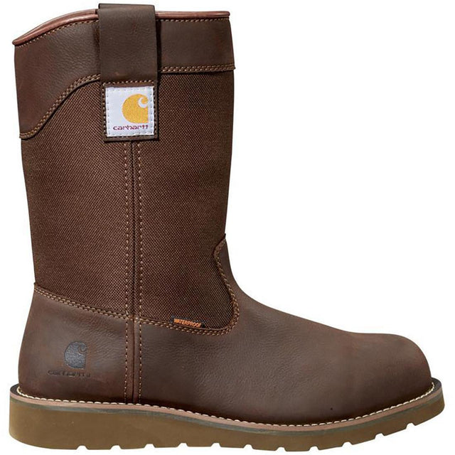 Carhartt 10" Wellington Wedge Steel-Toe Waterproof Work Boot Dark Brown Profile View