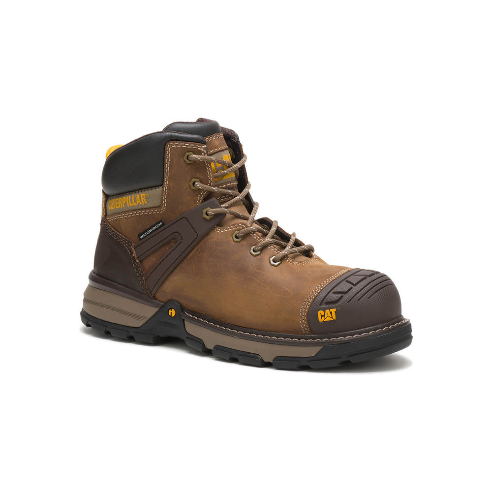 Caterpillar Excavator Superlite Composite-Toe Waterproof Work Boot Brown P91218 Medial Image